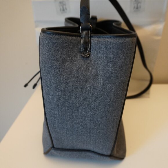 Brunello Cucinelli Duo Bucket Bag Gray Virgin Wool Monili New Tag $2,700 - Picture 4 of 15